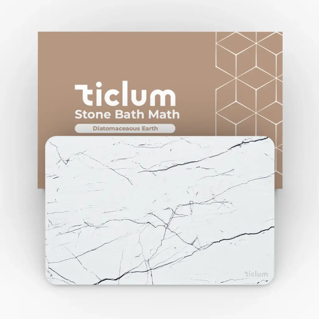 Alfombra de bany de diatomita efecte marbre · Assecament ràpid i antilliscant